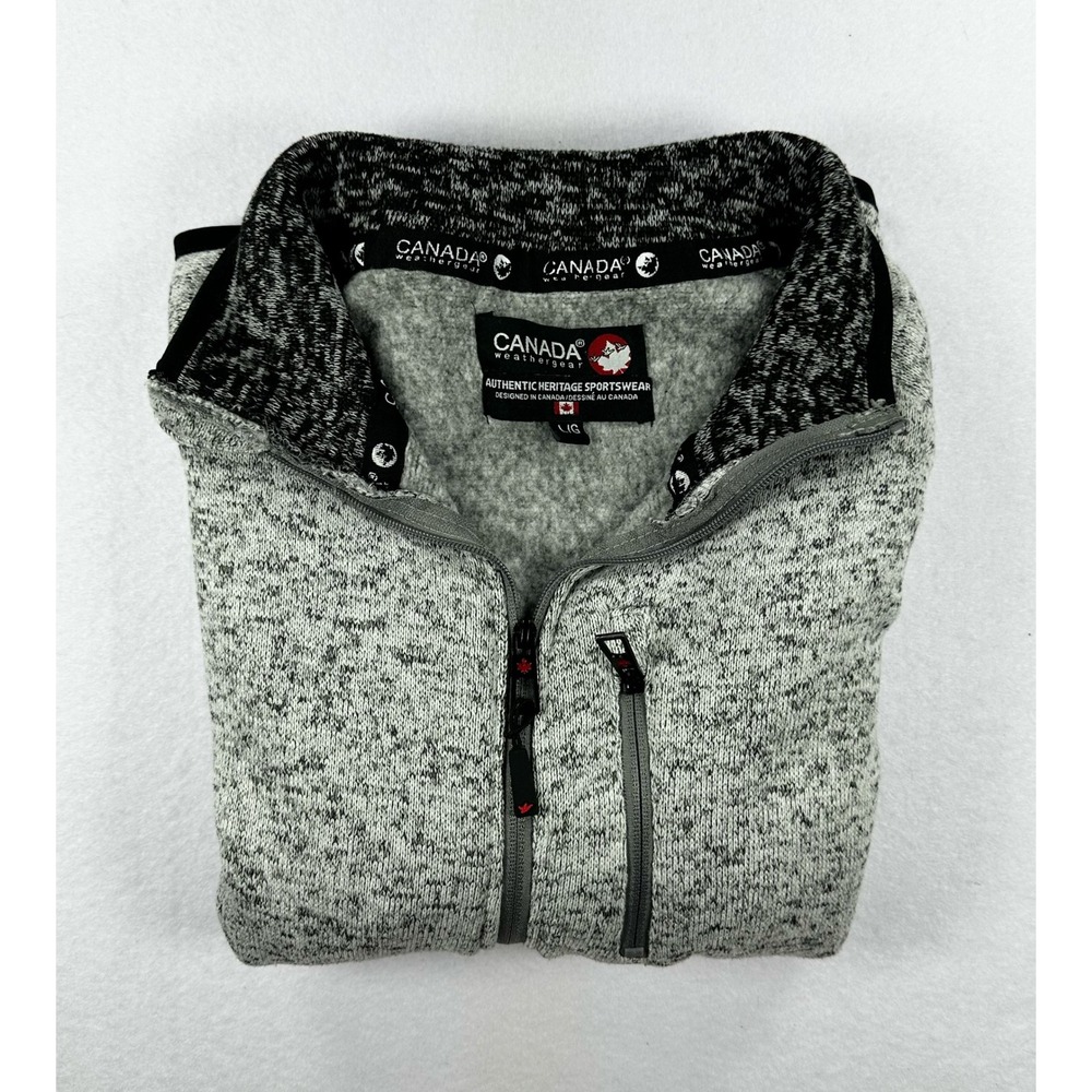 Canada Weather Gear Mens Fleece Full Zip Jacket Grey Marl Sweater Large L/G - Picture 16 of 16